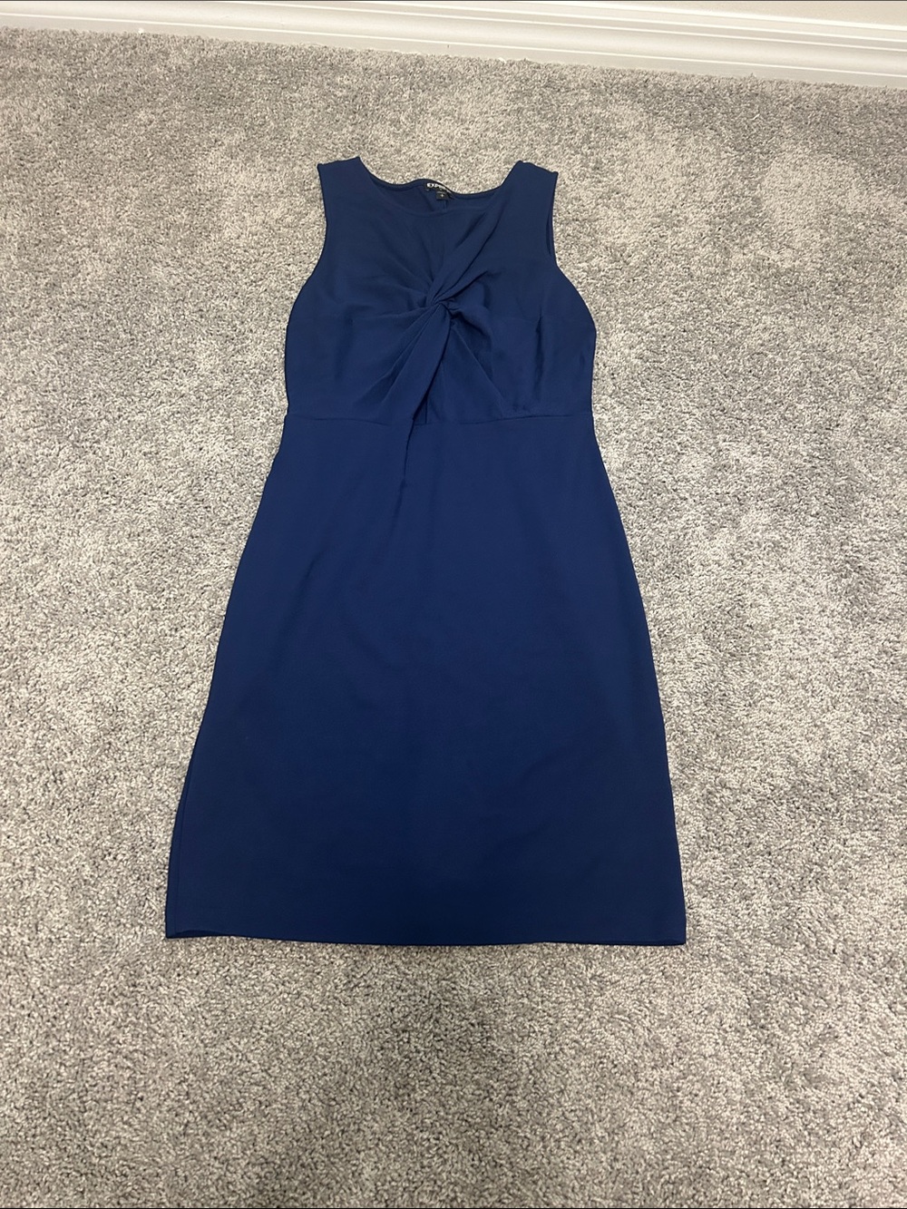 Express Sleeveless Twist-Front Sheath Dress in Navy